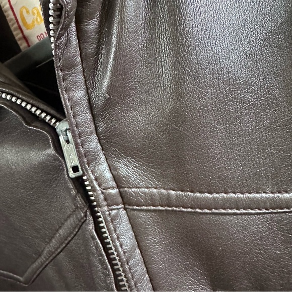 Vintage 60s Cascade Faux Brown Leather Mens Jacket - Picture 2 of 11